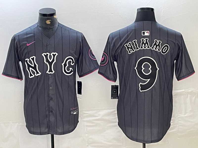 Mens New York Mets #9 Brandon Nimmo Gray 2024 City Connect Cool Base Stitched Jersey